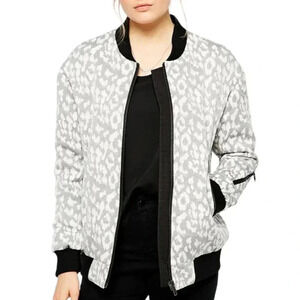 W118 by Walter Baker Gray Animal Print Kayla Bomber Jacket S